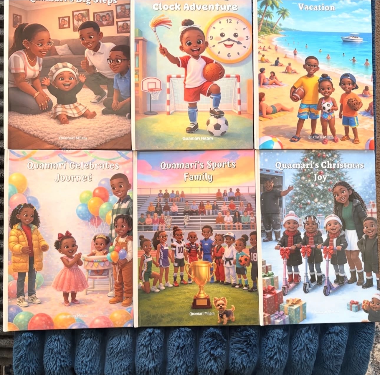 Collection of colorful personalized book covers.